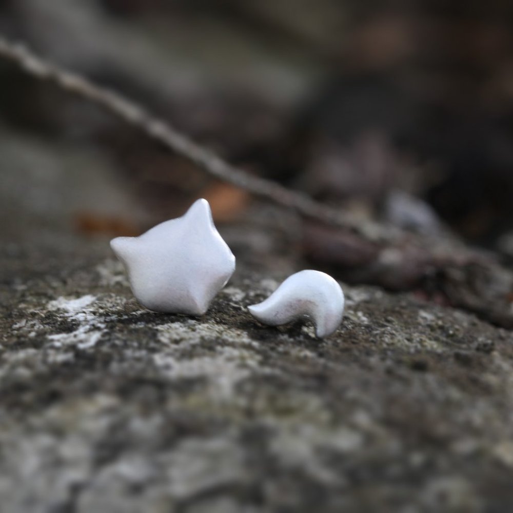 Sterling Silver Fox Animal Earrings Studs for her